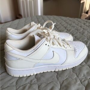 Nike Dunk Low-Top Sneakers in Cream and White - Worn Once - Like New